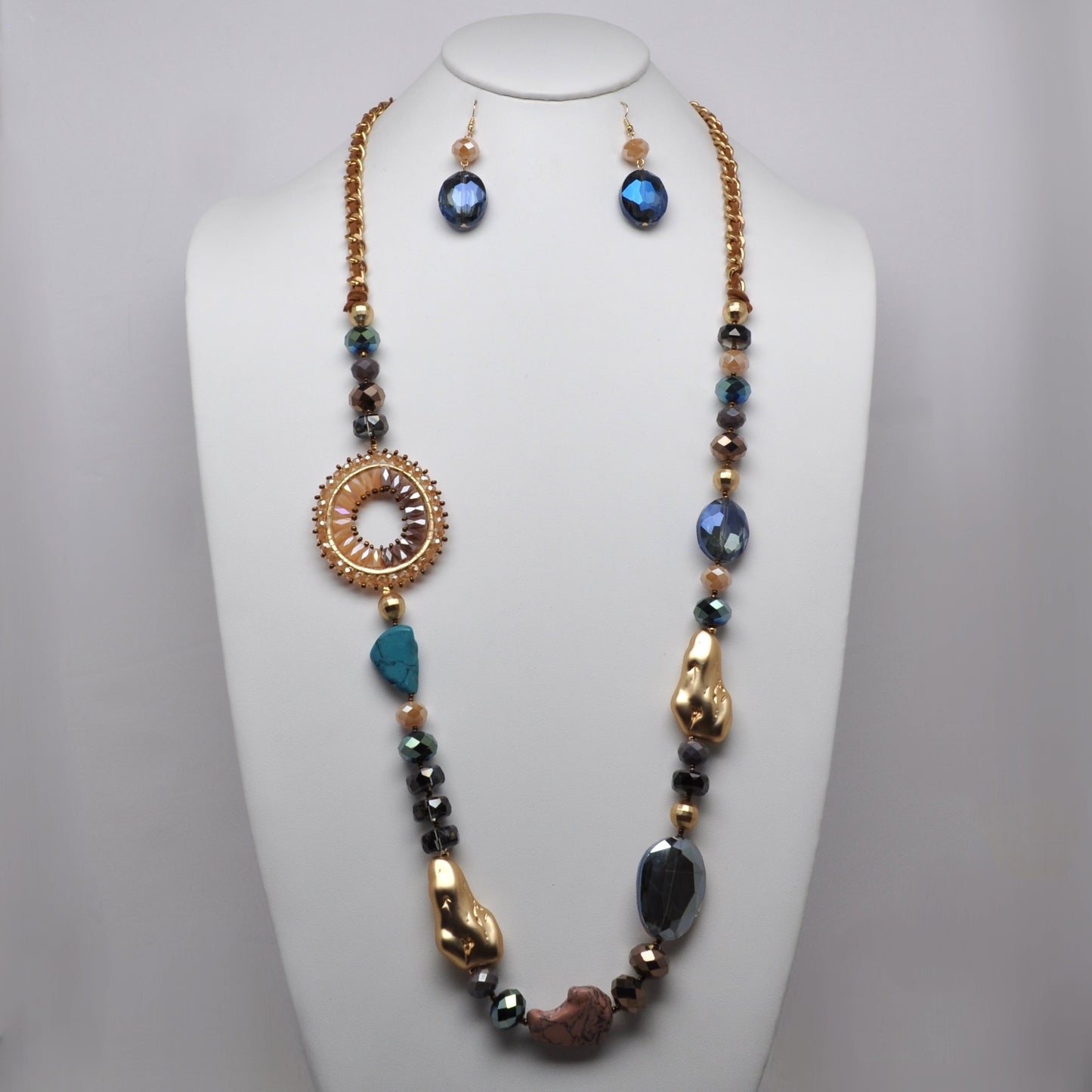 Asymmetrical Mixed-Media Statement Jewelry Set