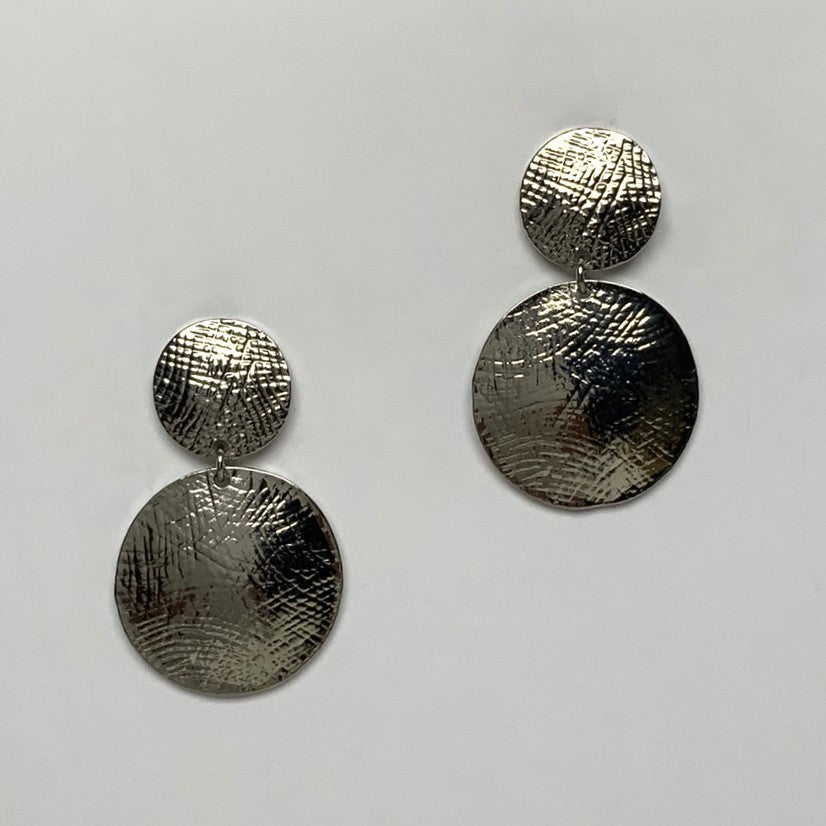 Metal Hammered Clip Disc Earring