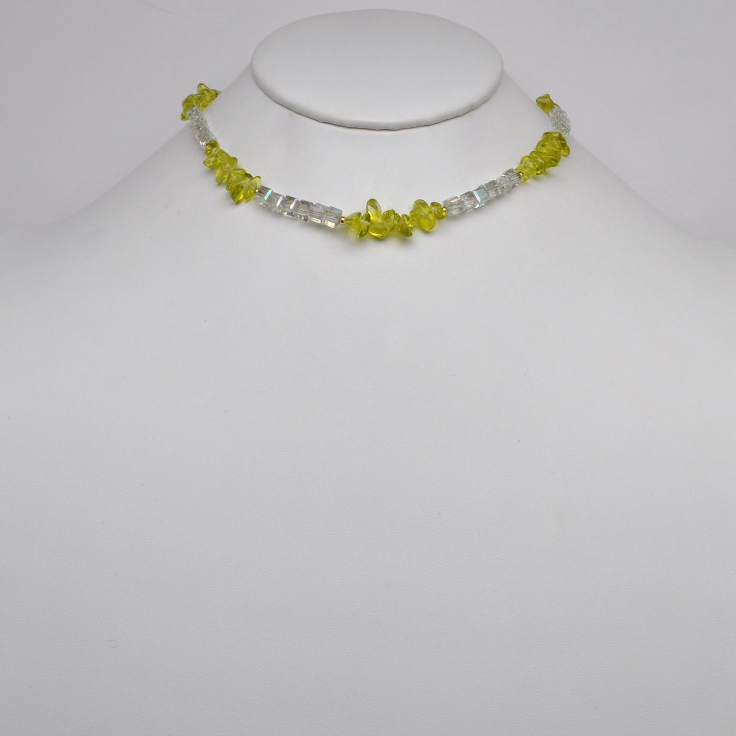 Crystal Cube Beaded Stone Necklace