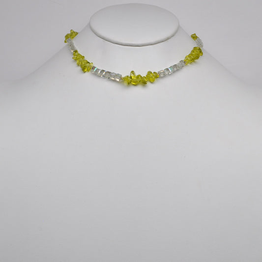 Crystal Cube Beaded Stone Necklace