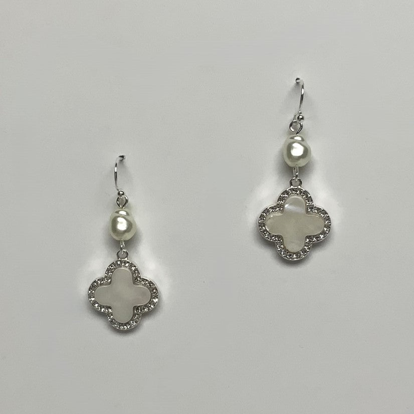 Clover Pearl Stone Earrings