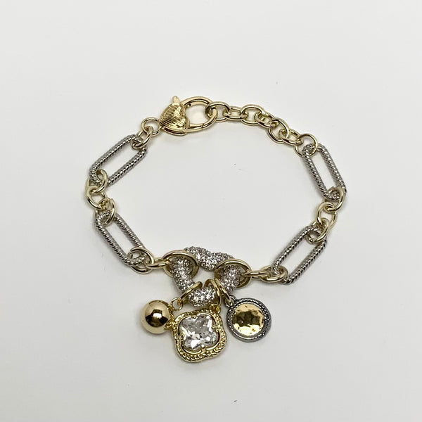 Two Toned Charmed Bling Bracelet