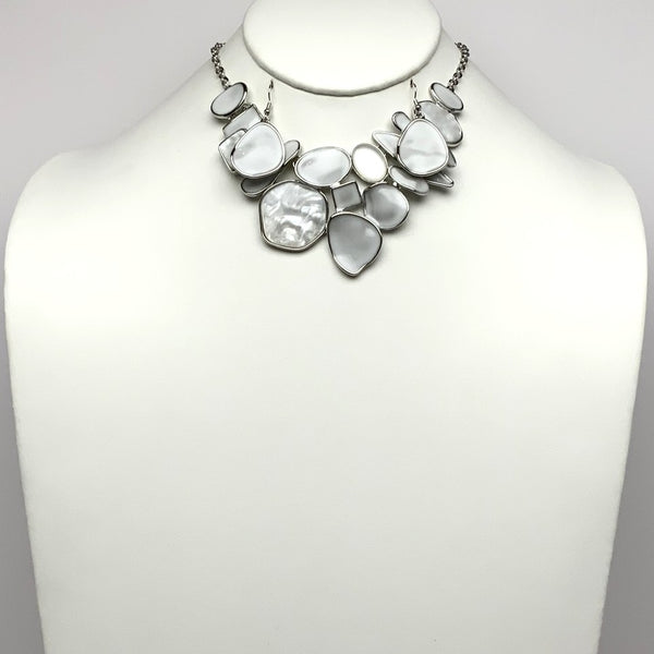 Abstract Enamel Bib Style Necklace Set