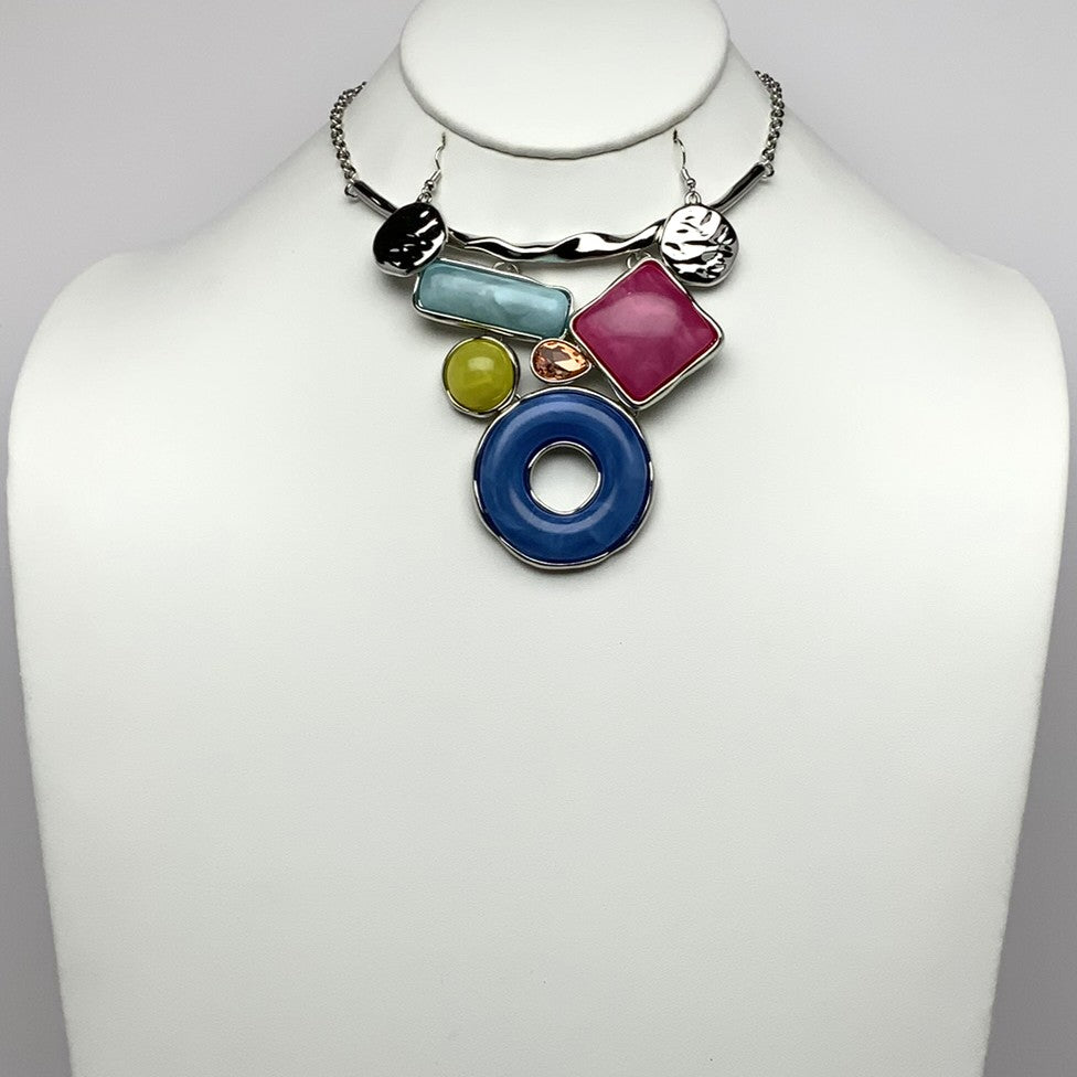 Chunky Lucite Bib Style Necklace Set