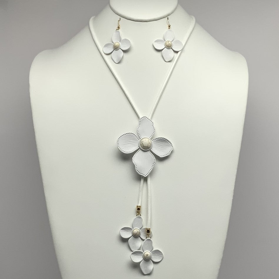 Clay-like Flower Drop Necklace Set