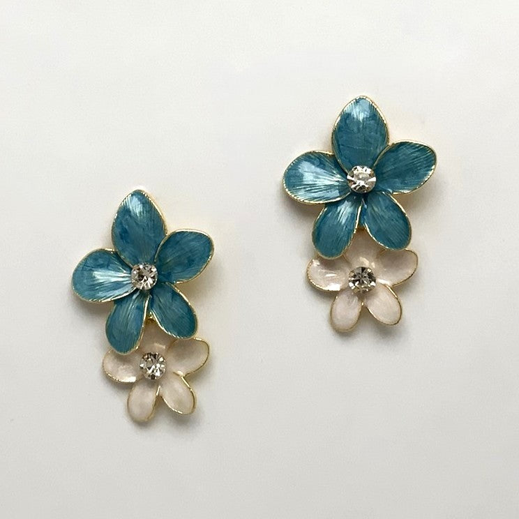 Flower Crystal Drop Earrings