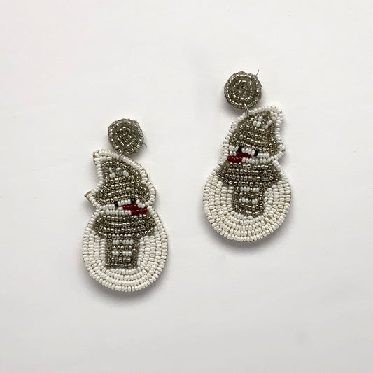 Beaded Snowman Earrings