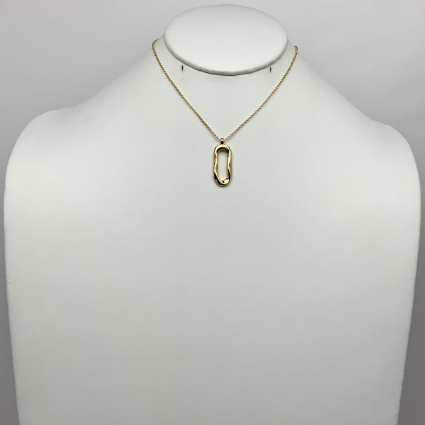 Elegant Long Oval Ring Pendant Necklace