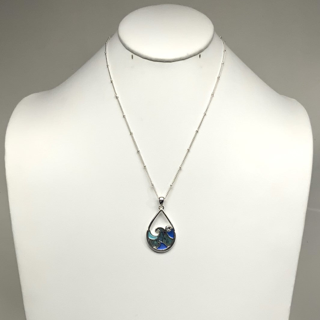 Enamel Teardrop Wave Necklace