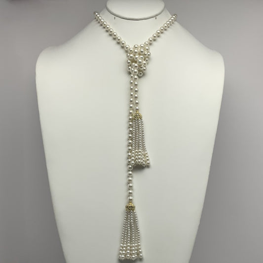 Long Pearl Drop Necklace