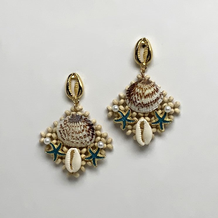 Sea Life Cluster Drop Earrings