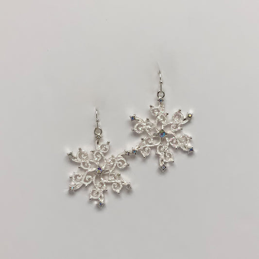 Crystal Snowflake Drop Earrings