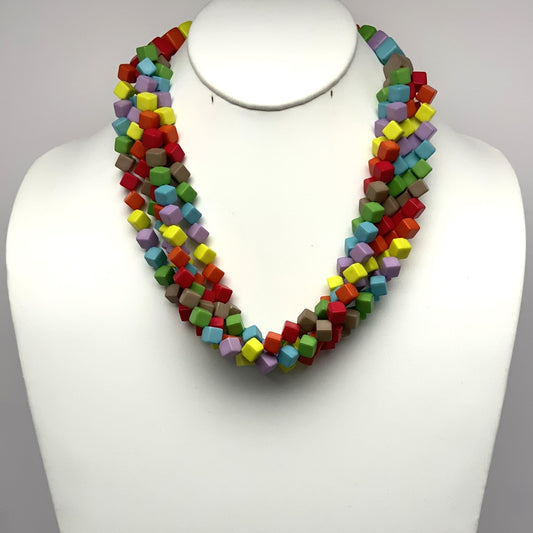 Rainbow Lucite Cube Necklace