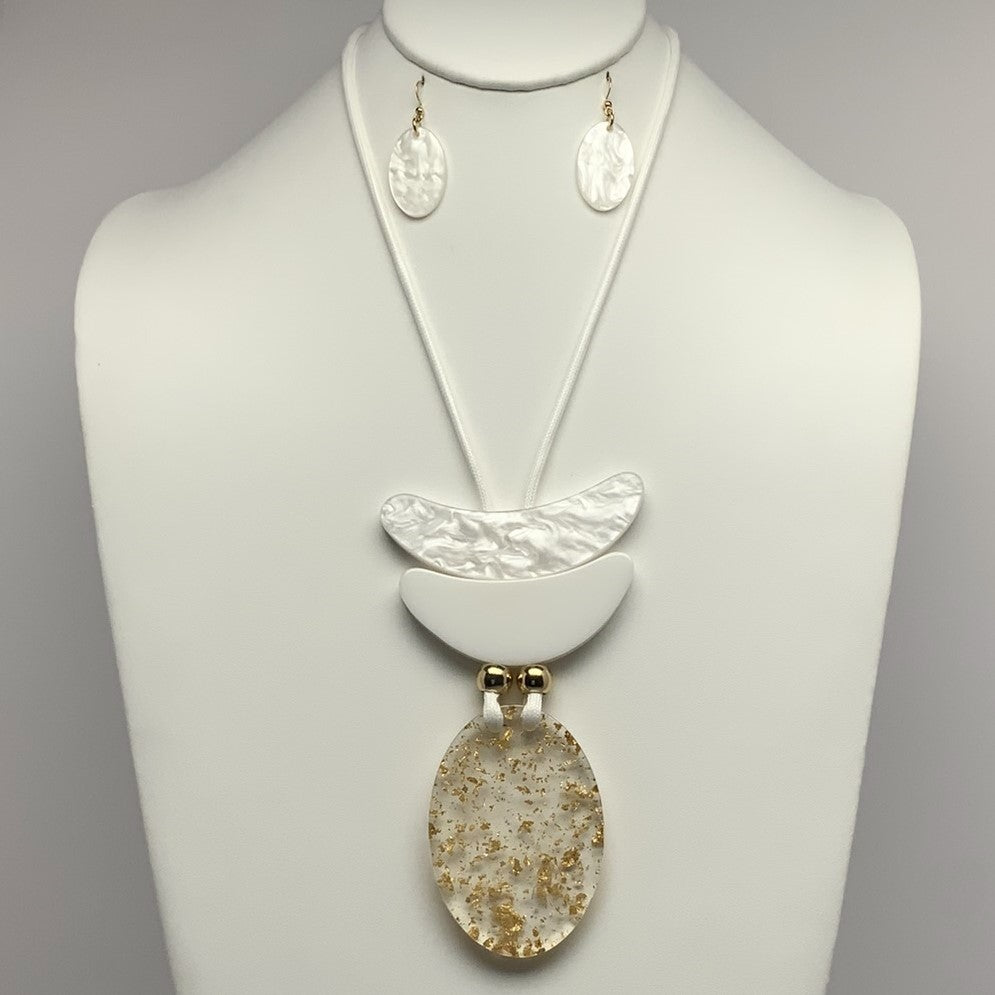 Oval Lucite Drop Necklace