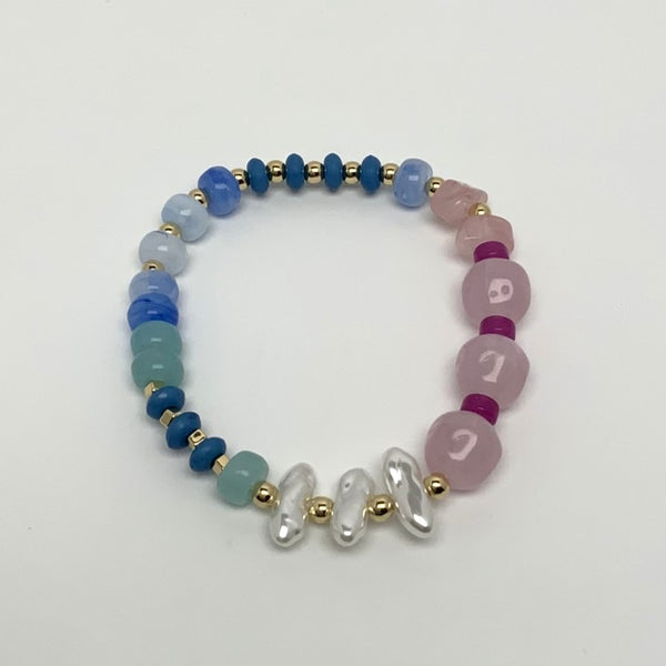 Lucite Bead Shape Pearl Mix Bracelet