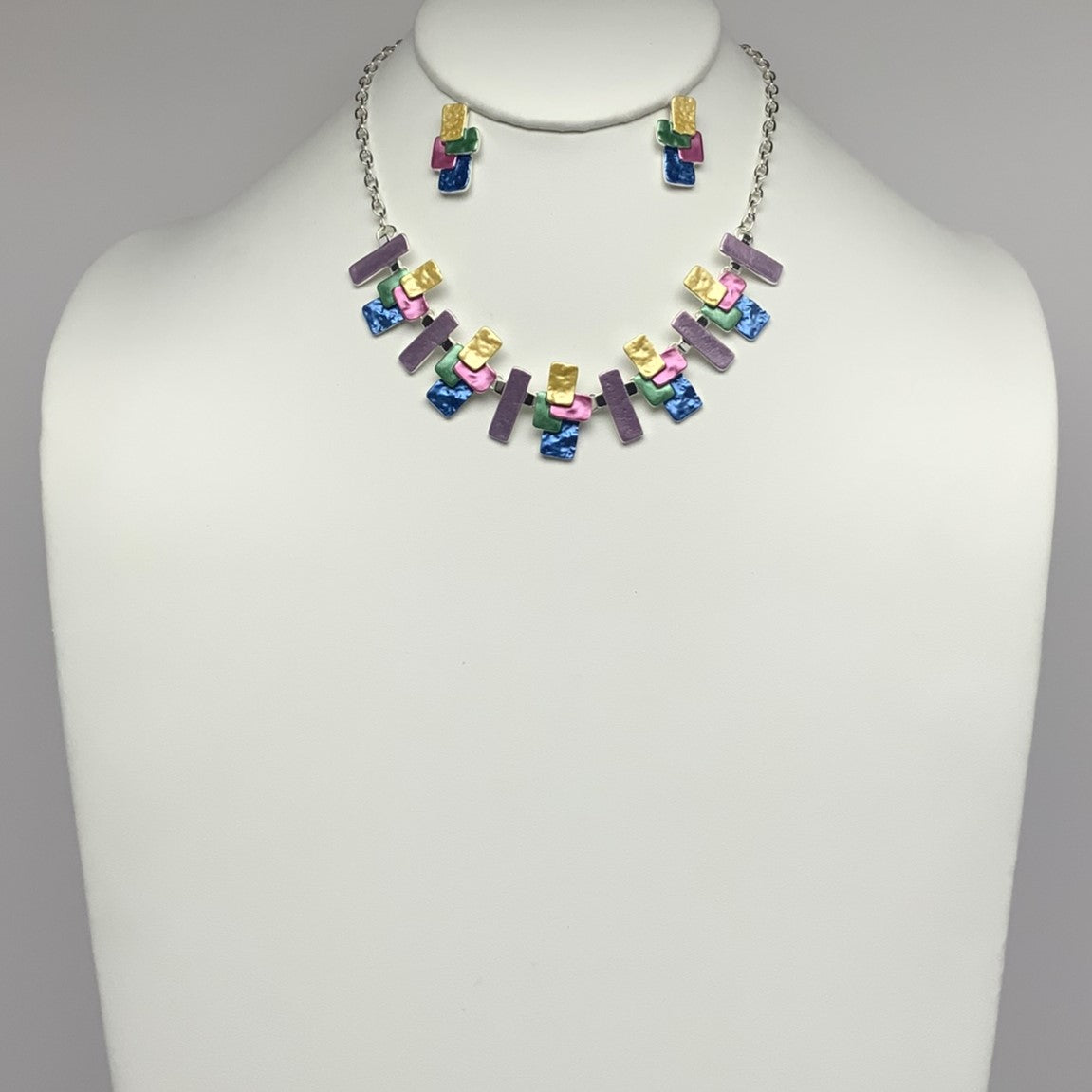 Layered Rectangle Necklace Set