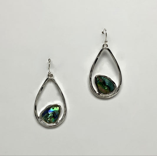Teardrop Outline Abalone Earrings