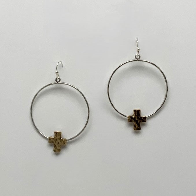 Circle Metal Cross Earrings
