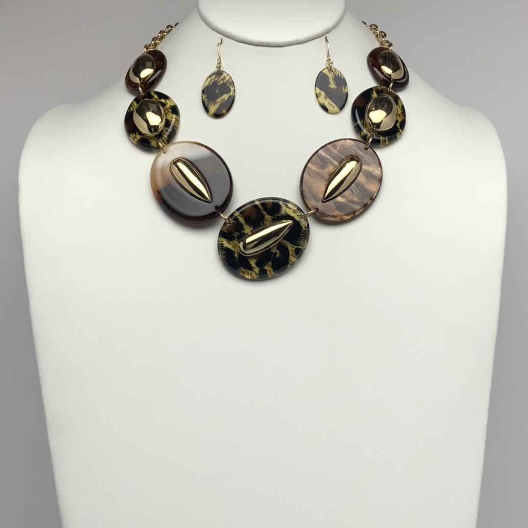 Animal Lucite Print Necklace Set