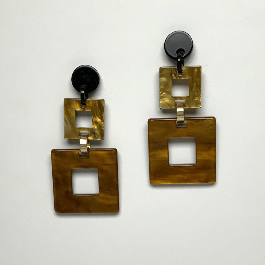 Descending Lucite Square Earrings