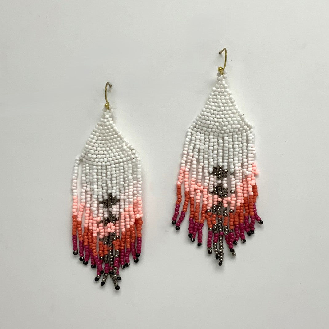 Beaded Triangle Tassel Earrings