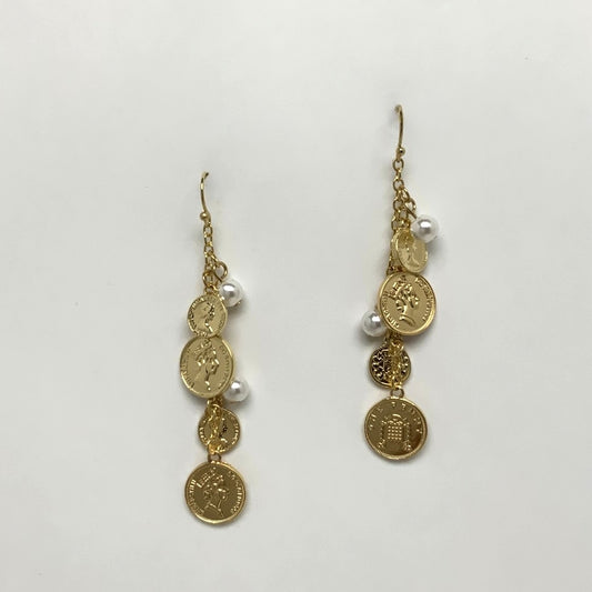 Dangle Coin Pearl Drop Earrings