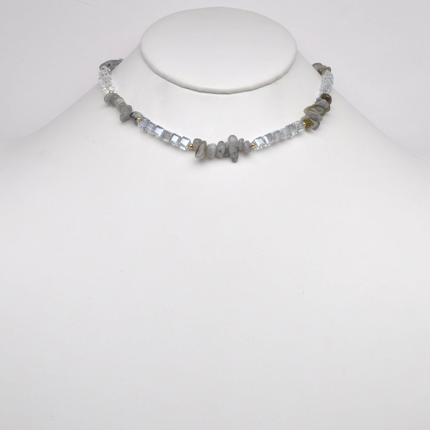 Crystal Cube Beaded Stone Necklace