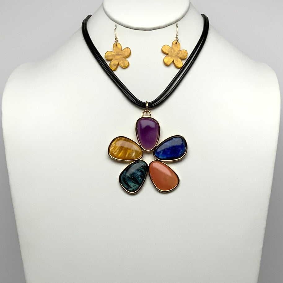 Flower Cord Necklace Set