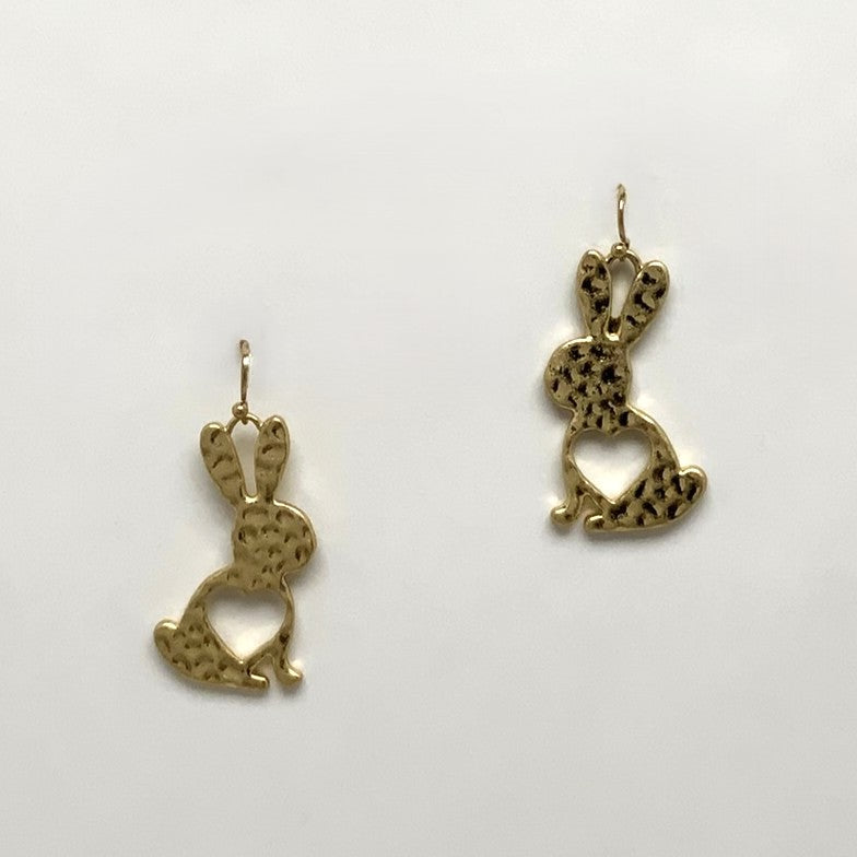 Textured Bunny Heart Earrings