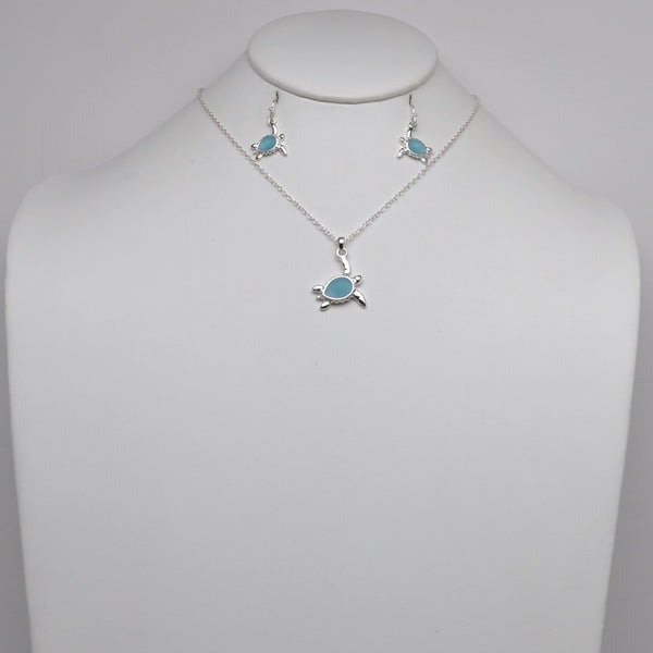 Sea Glass Nautical Turtle Necklace