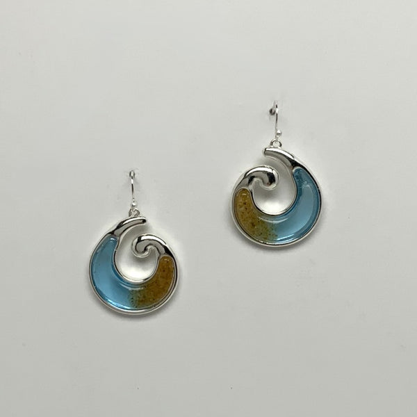 Enamel Wave Sand Drop Earrings