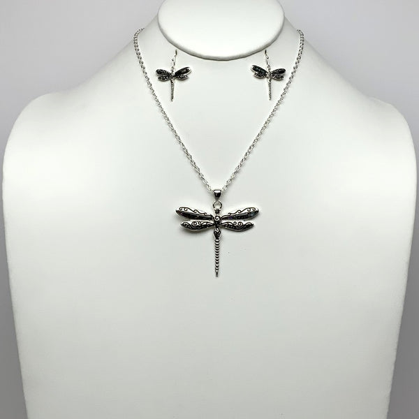 Abalone Dragonfly Necklace Set