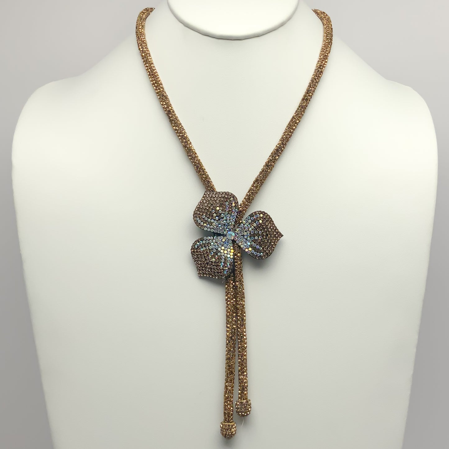 Crystal Flower Tassel Necklace