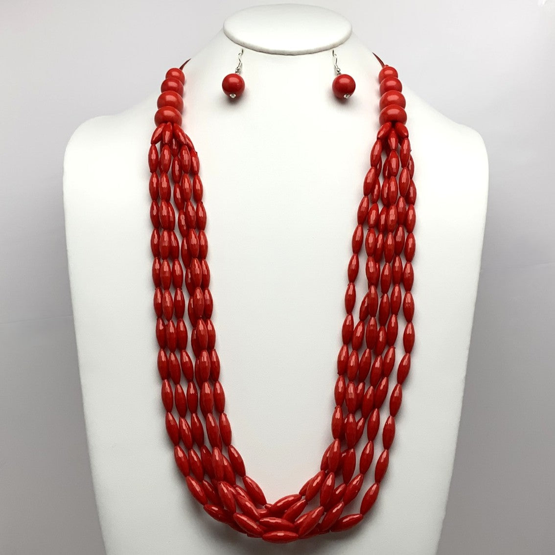 Lucite Tube Bead Necklace Set