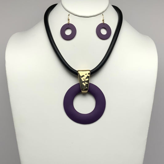 Hanging Circle Drop Necklace Set