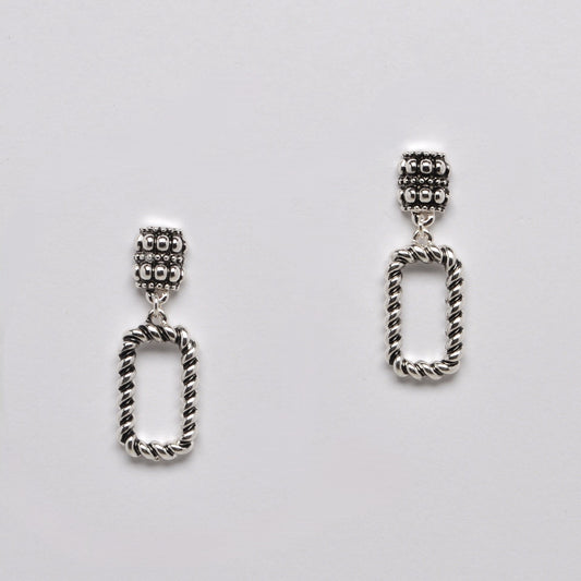 Rectangle Ribbed Textured Earrings
