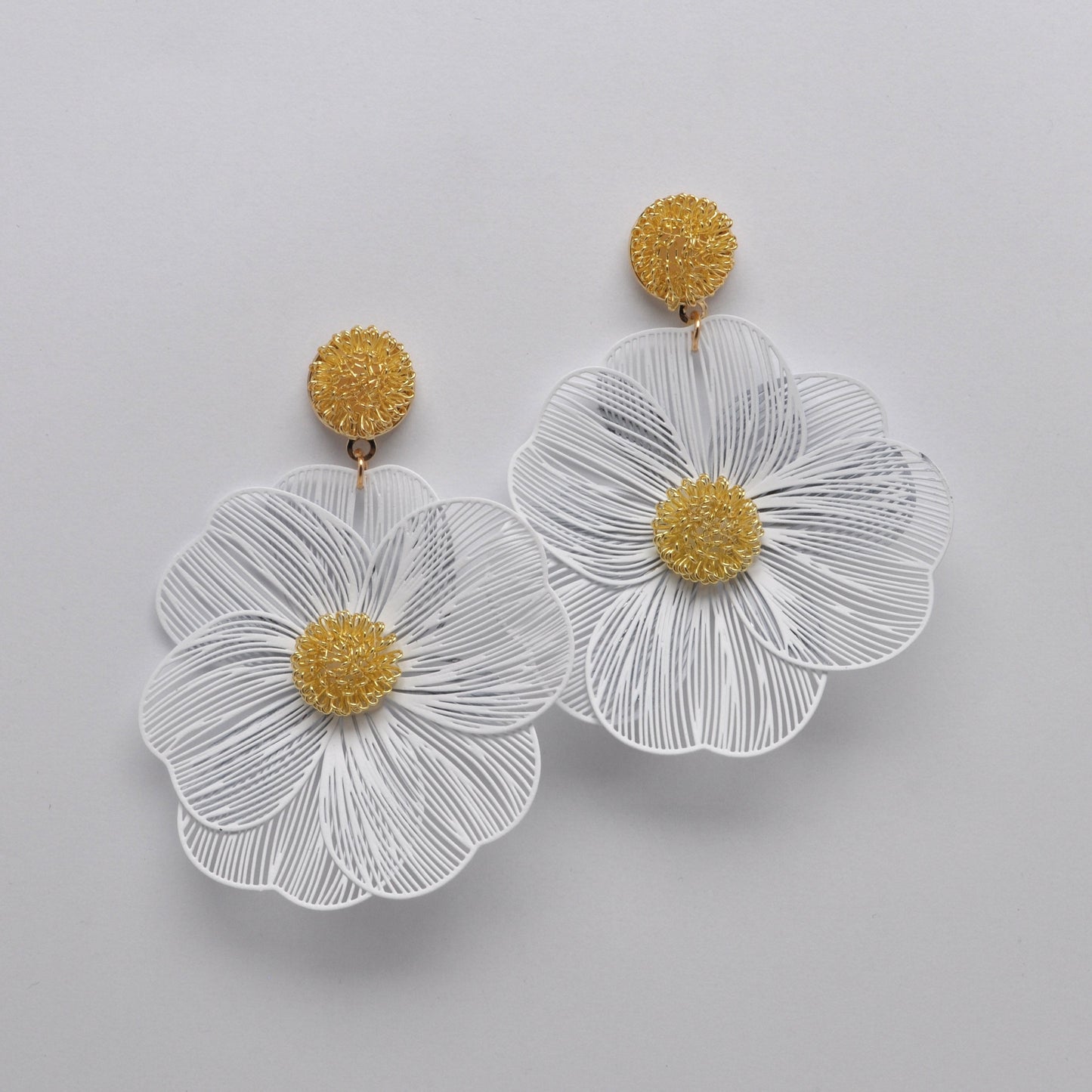 Metal Statement Flower Earrings