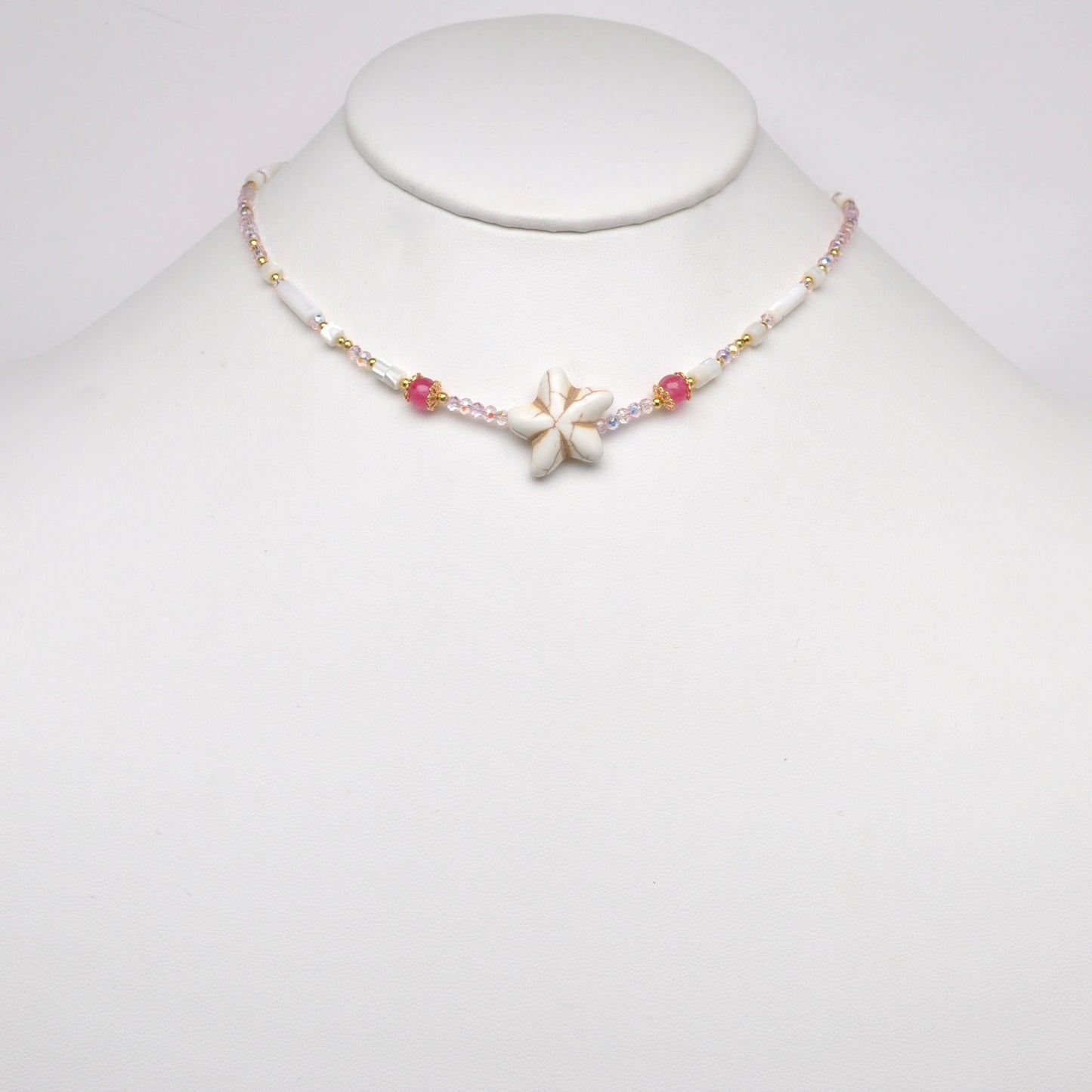 Crystal Bead Mix Starfish Necklace