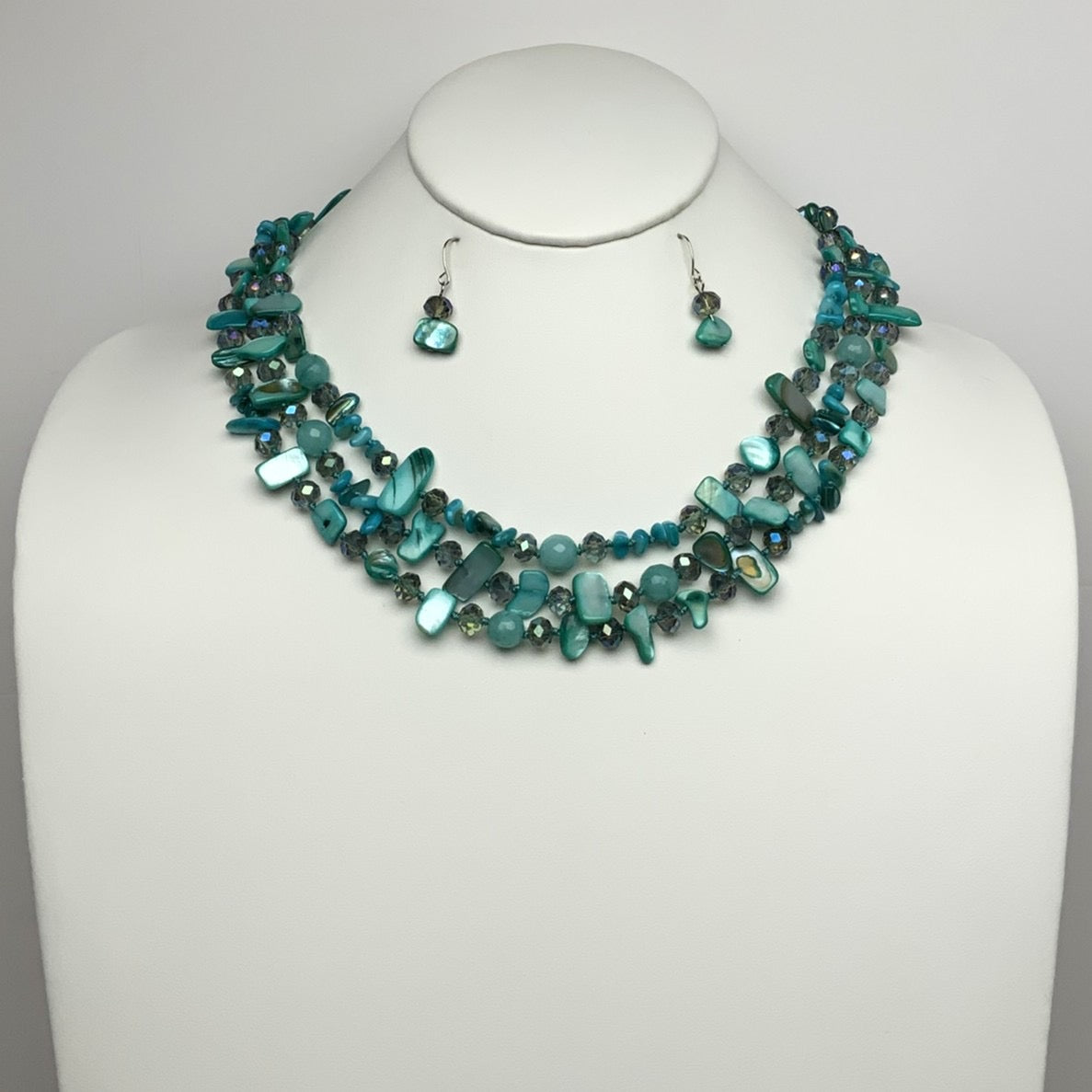Layered Mix Bead Crystal Lucite Necklace Set