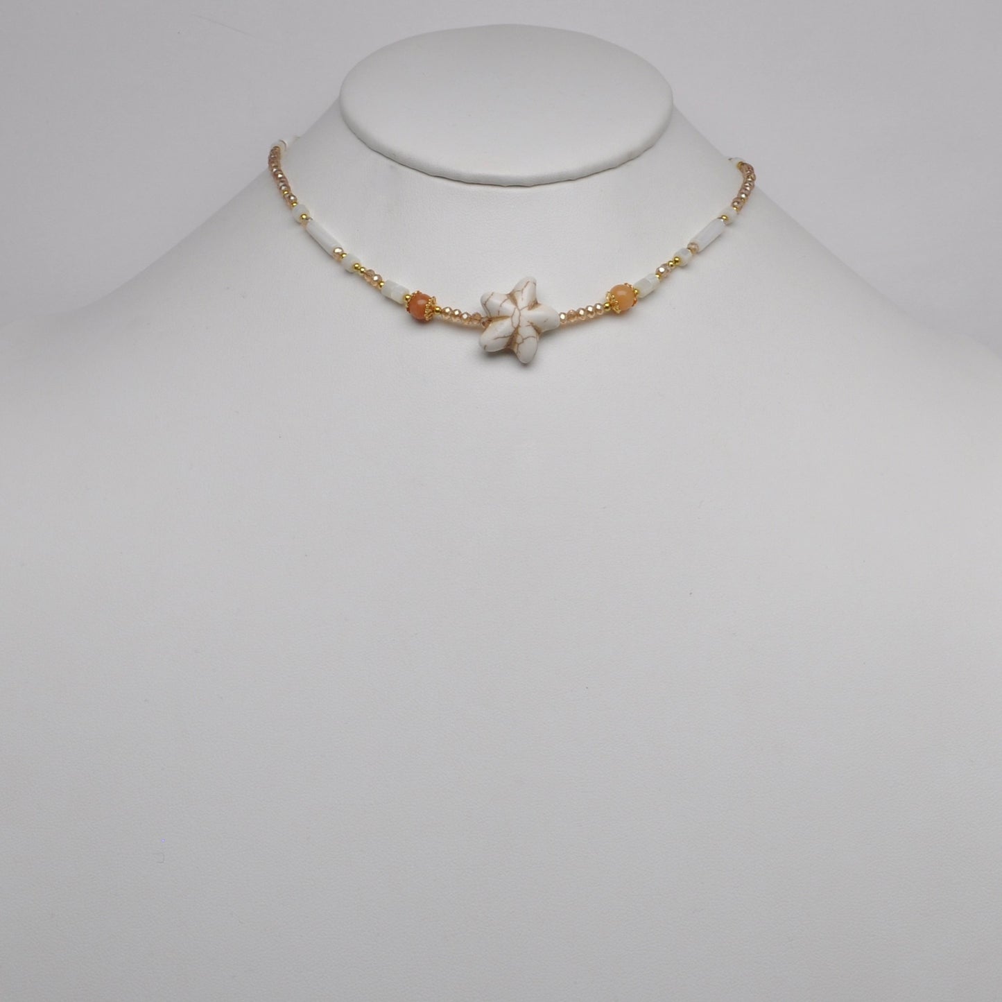 Crystal Bead Mix Starfish Necklace