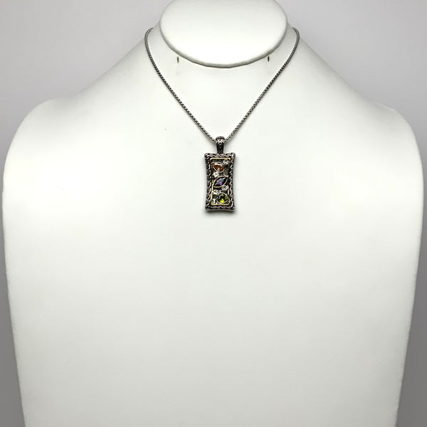 Leaf Crystal Pendant Snake Chain Necklace