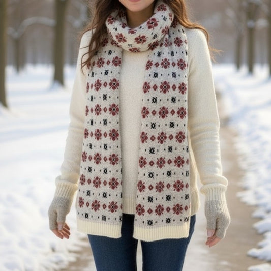 Flower Like Pattern Print Scarf