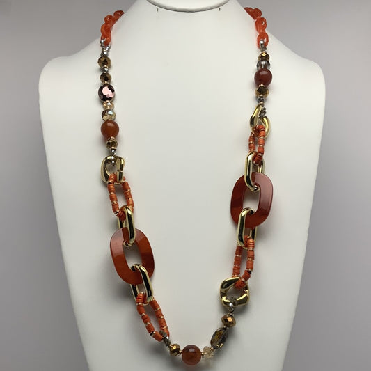 Beaded Lucite Linked Necklace