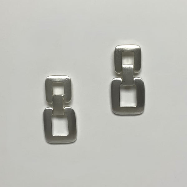Square Drop Friction Back Earrings