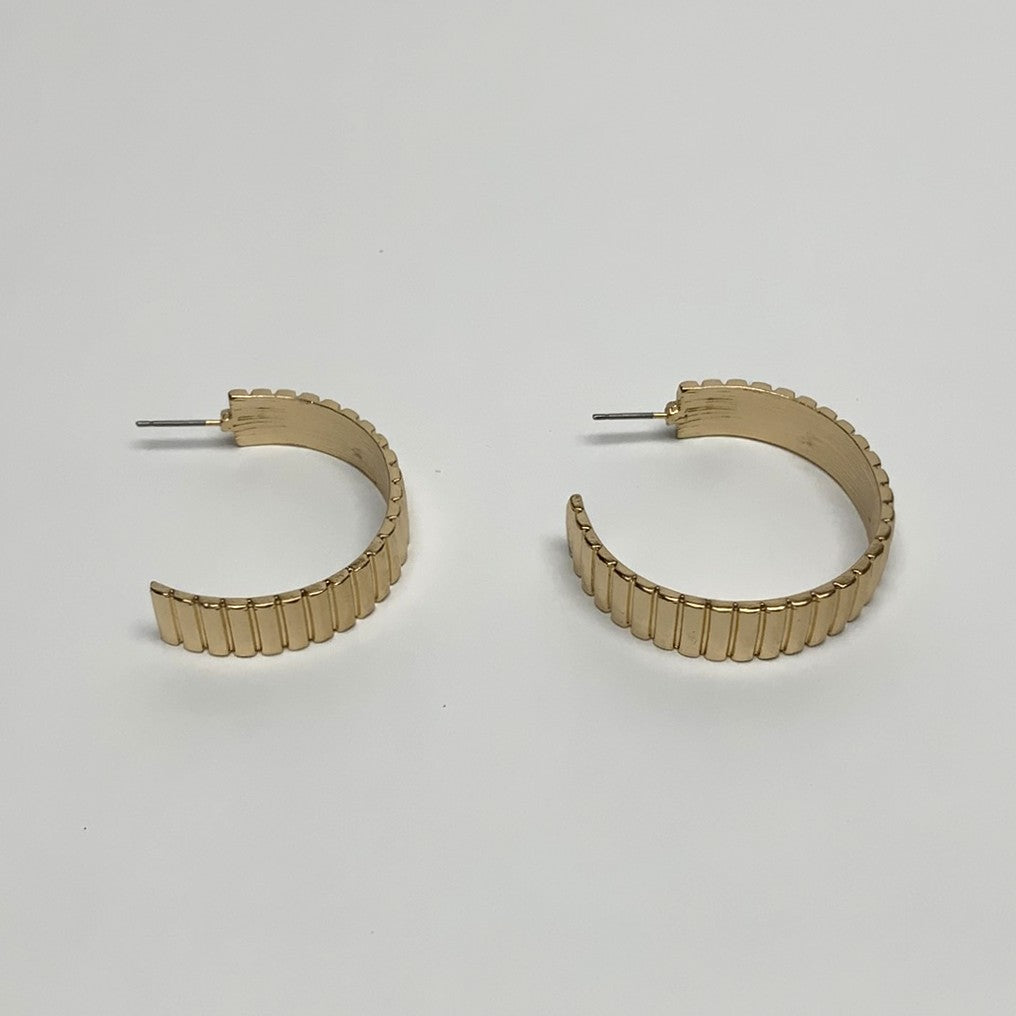 Ribbed Friction Back Hoop Earrings