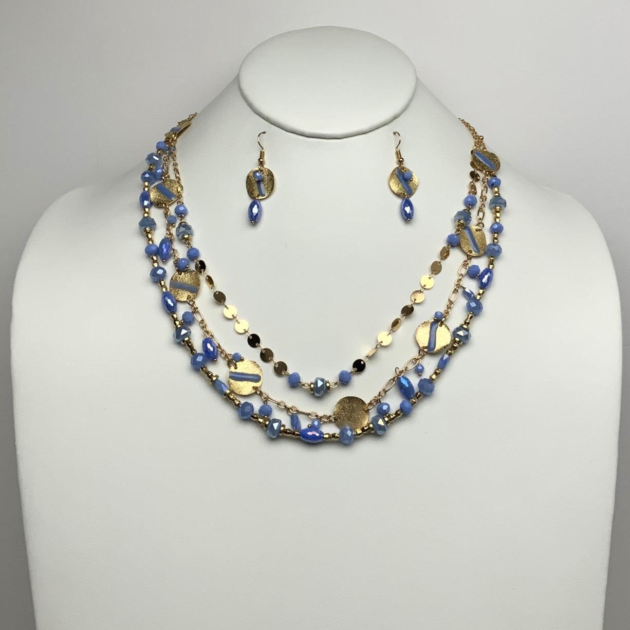 Layered Beaded Metal Circle Necklace Sets