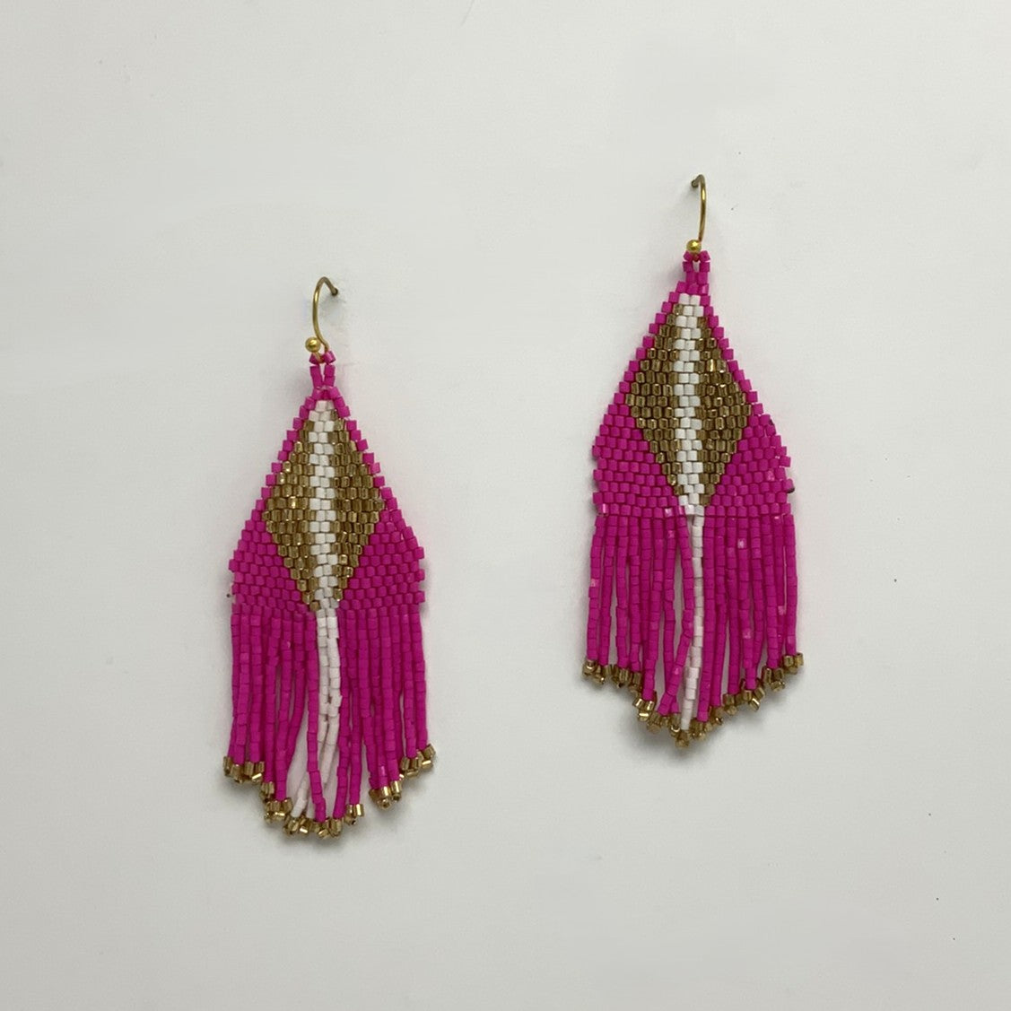 Boho Beaded Triangle Tassel Earrings