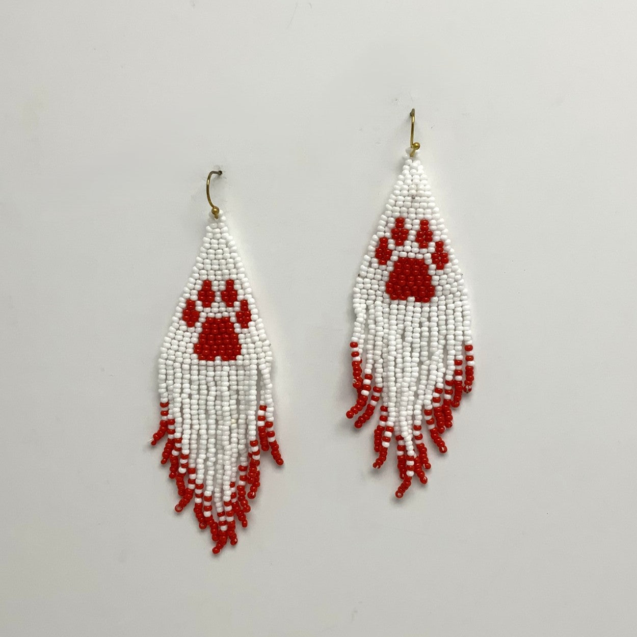 Beaded Paw Print Tassel Earrings
