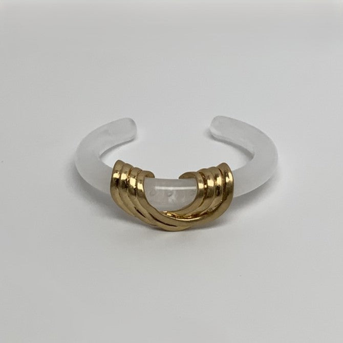 Acrylic Metal Piece Cuff Bracelet