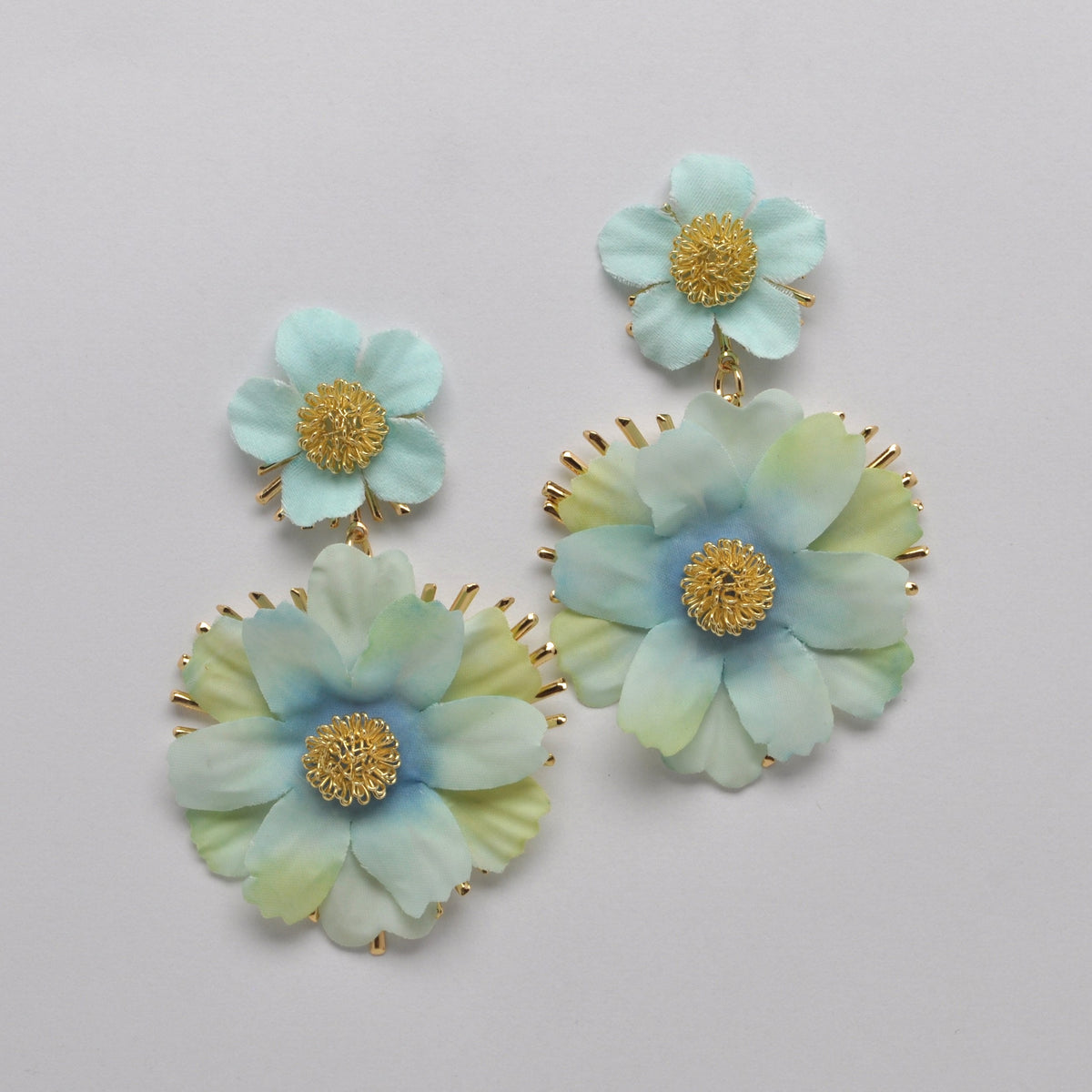 Fabric Metal Flower Earrings